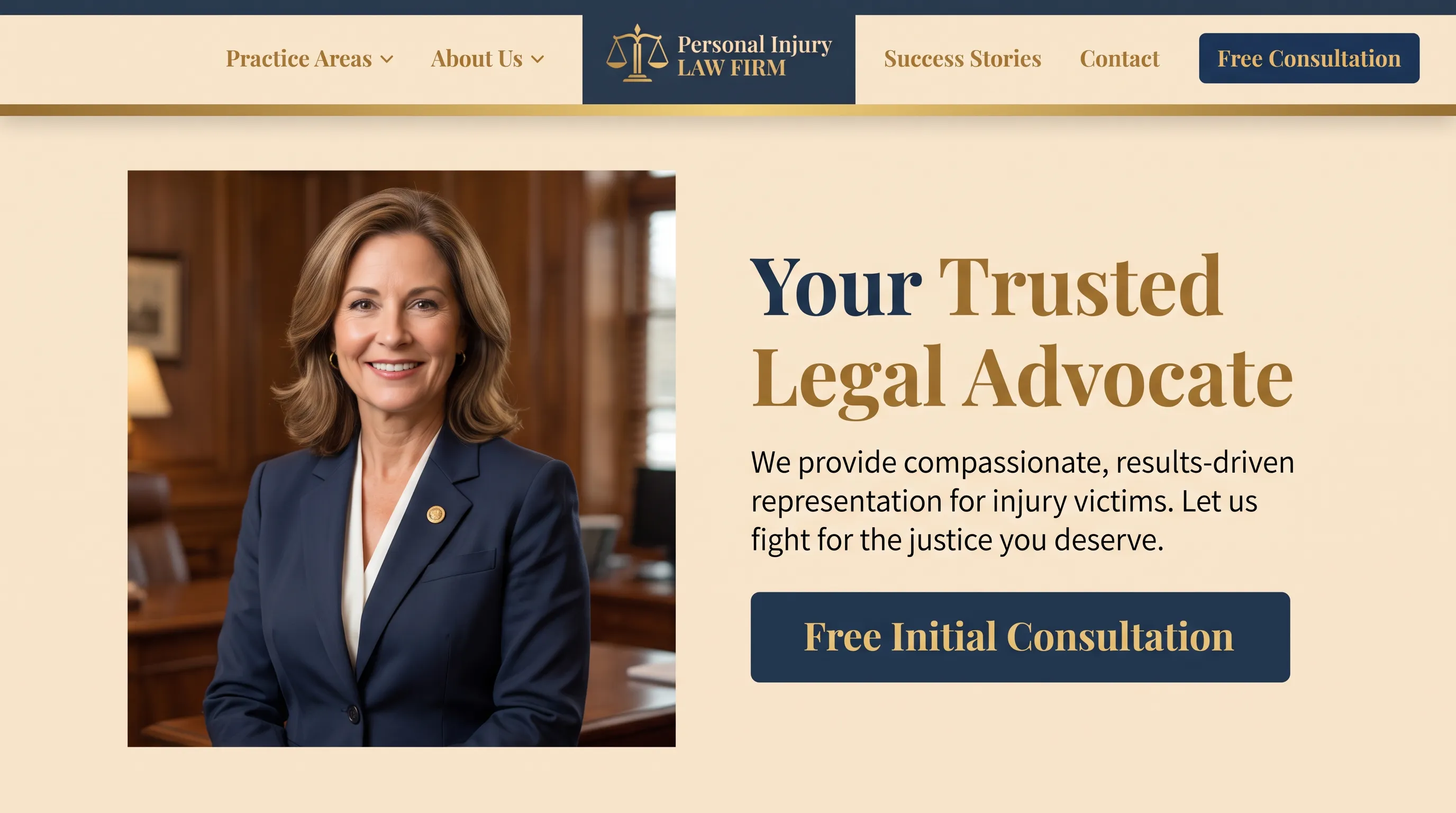 Elegant Navy & Gold Responsive Design